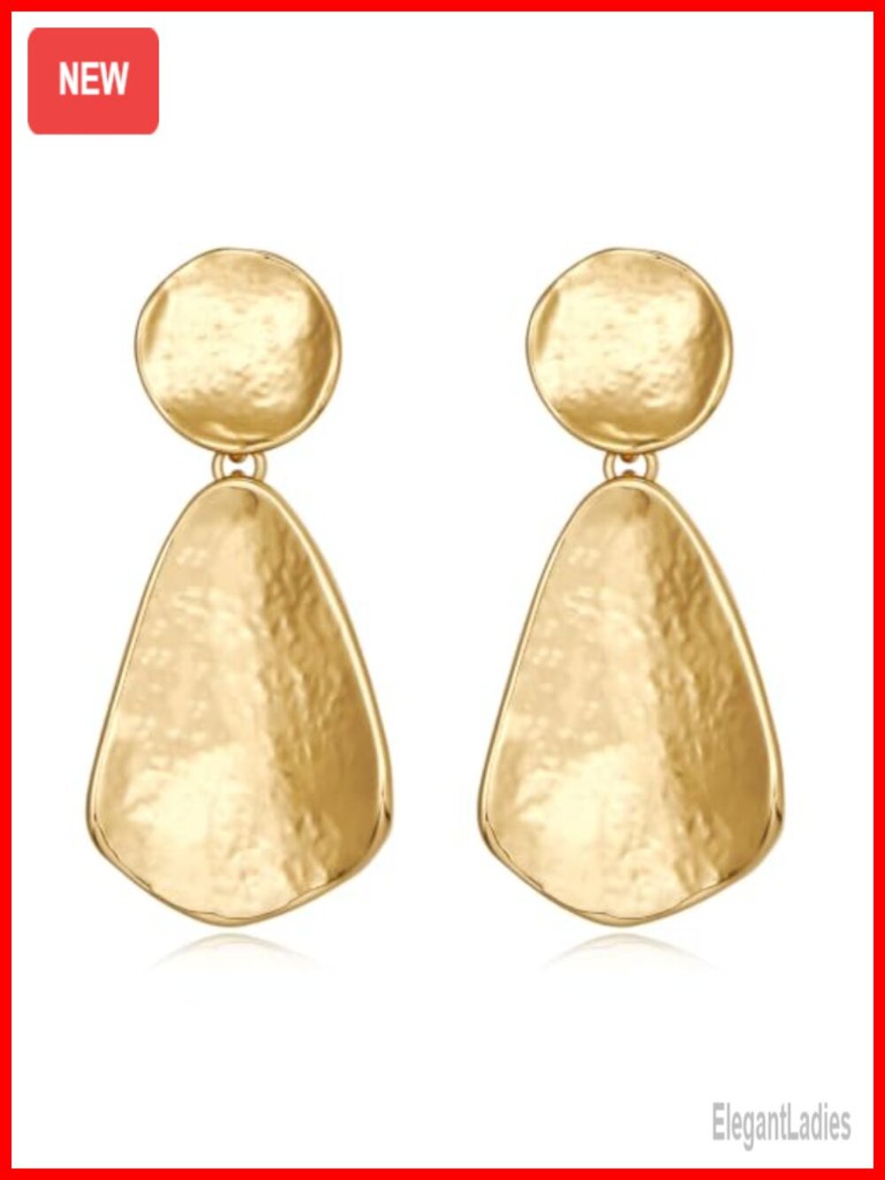 14K Gold Plated Hammered Geometric Dangle Earrings